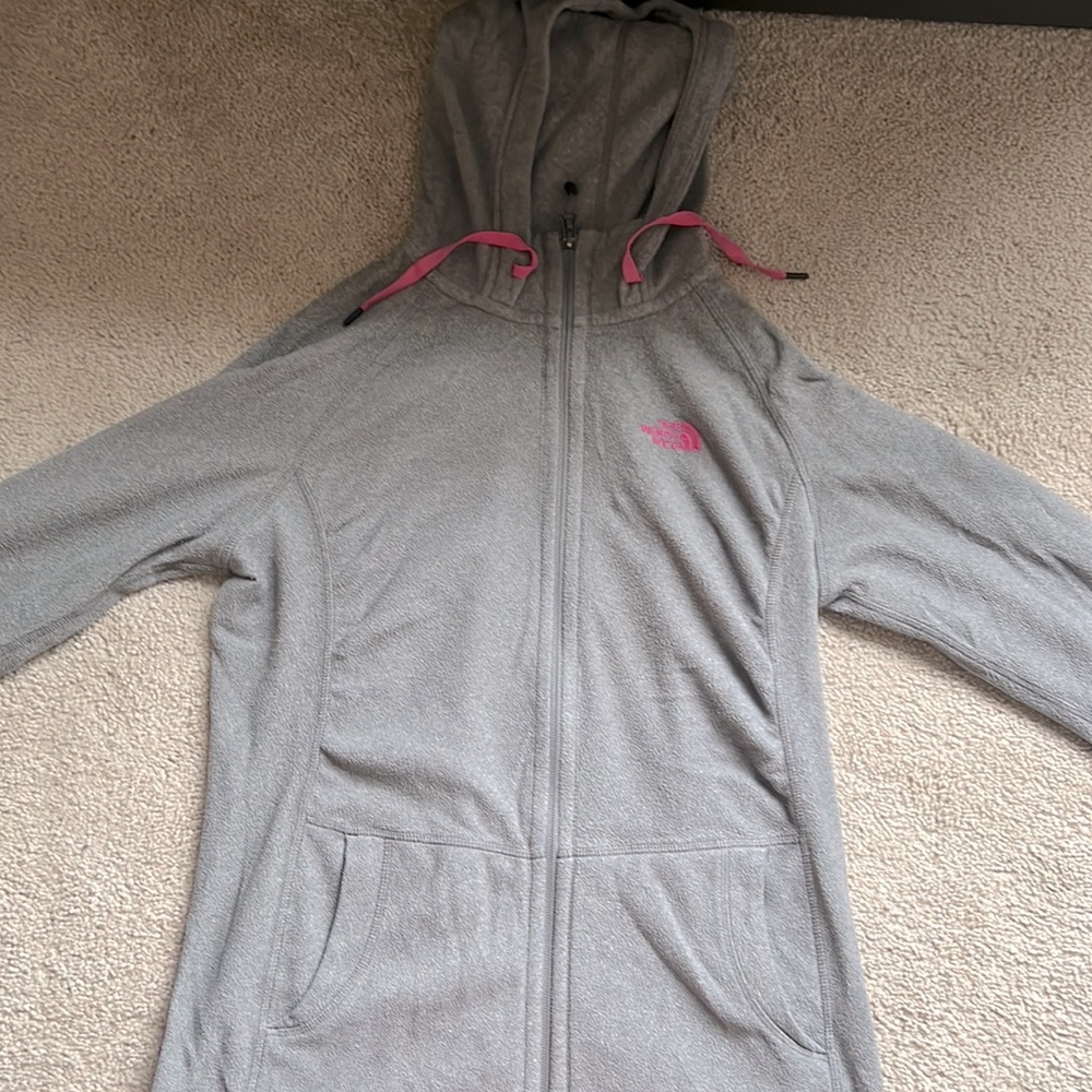 Women’s Grey North Face Zip-up. Nice for camping in the fall.